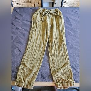 SO Green Paperbag Tie Waist Pants